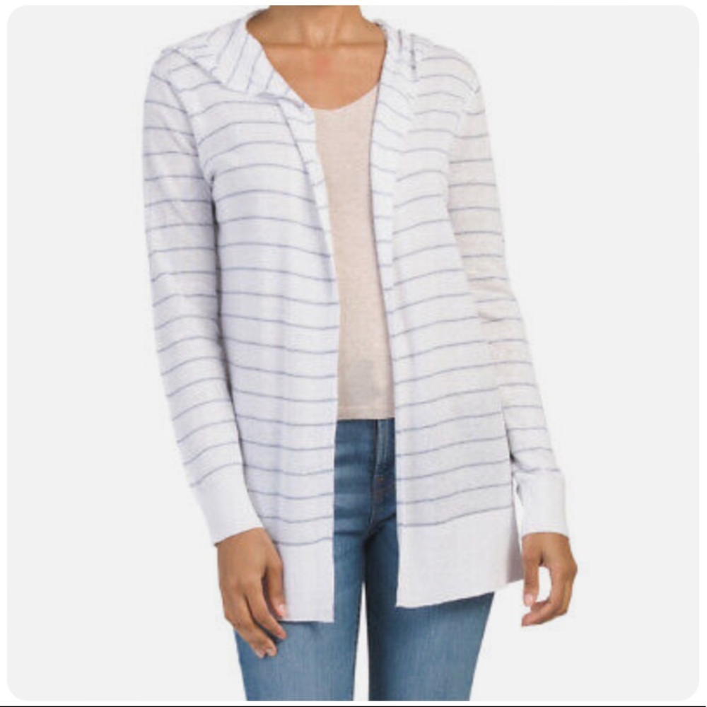 Cardigan Striped Hoodie Casual Cardigan Shirt Top Cynthia Rowley Long sleeves